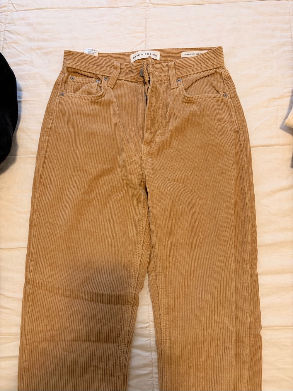 Denim Forum Corduroy Straight Leg Pants in Camel Brown